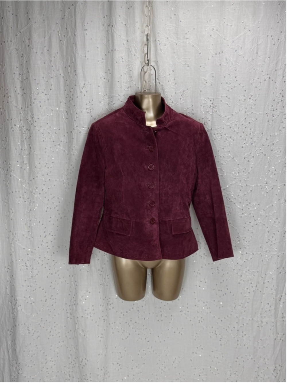Vintage 90s Y2K Chadwick’s Plum Suede Leather Jacket Women’s Size 12